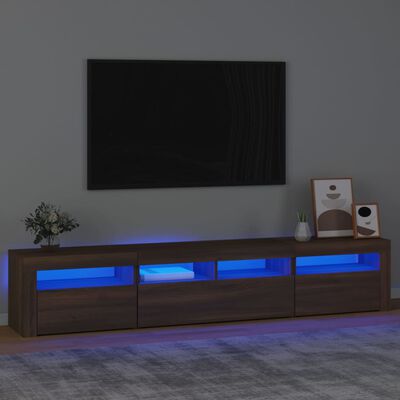 vidaXL Mueble de TV con luces LED marrón roble 210x35x40 cm