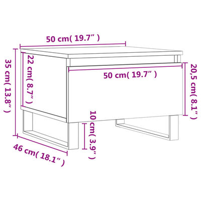vidaXL Mesa de centro madera de ingeniería blanco 50x46x35 cm