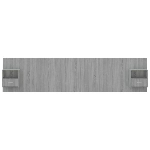 vidaXL Cabecero de cama y mesitas madera contrachapada gris Sonoma