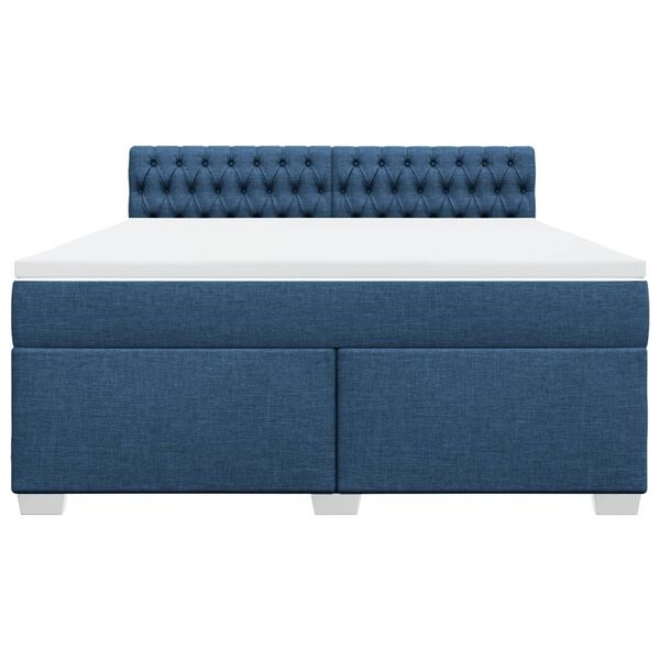 vidaXL Cama box spring con colch&oacute;n tela azul 180x200 cm