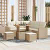 vidaXL Conjunto de sof&aacute; de jard&iacute;n 8 pcs Beige rat&aacute;n sint&eacute;tico