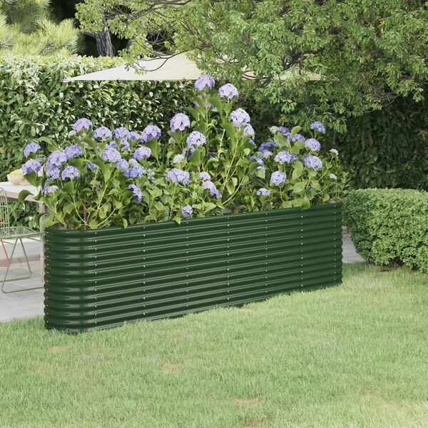 vidaXL Jardinera arriate acero galvanizado verde 260x40x68 cm