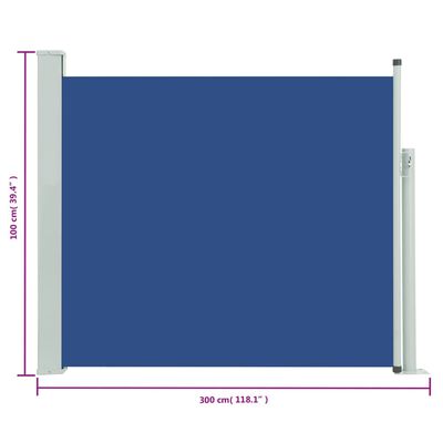 vidaXL Toldo lateral retráctil de jardín azul 100x300 cm