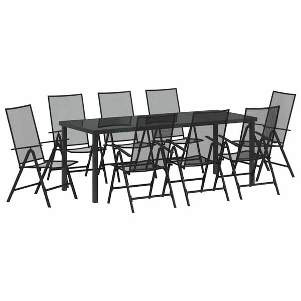 vidaXL Conjunto de Comedor de Jard&iacute;n 9 pcs Antracita