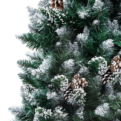 vidaXL Árbol de Navidad artificial con luces LED, piñas y nieve 240 cm