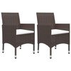 vidaXL Set de comedor de jardín 3 pzas ratán PE vidrio templado marrón