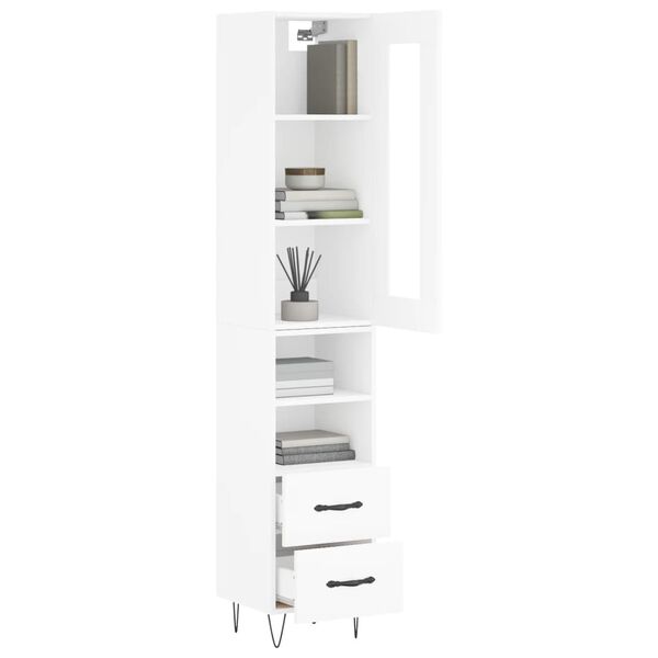 vidaXL Aparador alto madera contrachapada blanco 34,5x34x180 cm