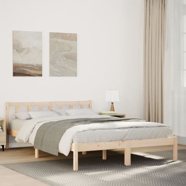 vidaXL Cama extralarga sin colch&oacute;n madera maciza de pino 160x210 cm