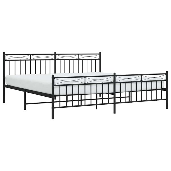 vidaXL Estructura cama sin colch&oacute;n con estribo metal negro 193x203 cm