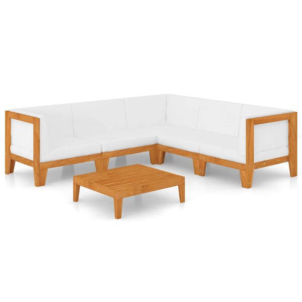 vidaXL Juego muebles de jard&iacute;n y cojines 6 pzas madera maciza acacia
