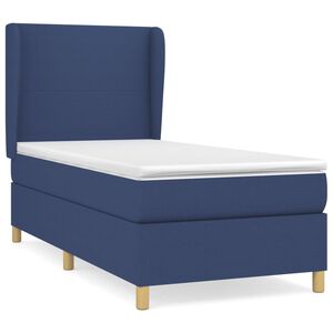 vidaXL Cama box spring con colch&oacute;n tela azul 90x190 cm
