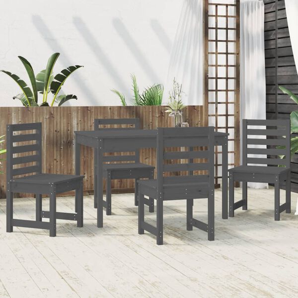 vidaXL Juego de comedor de jardín 5 piezas madera maciza pino gris