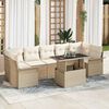 vidaXL Conjunto de sof&aacute; de jard&iacute;n 8 pcs Beige Rattan de Poli&eacute;ster