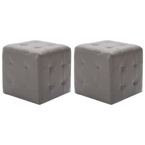 vidaXL Puf 2 unidades cuero sint&eacute;tico gris 30x30x30 cm