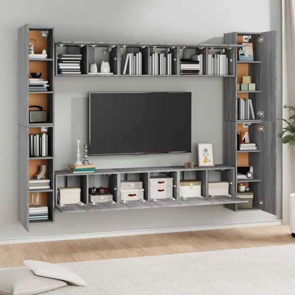 vidaXL Set de muebles para TV 10 pzas madera contrachapada gris Sonoma