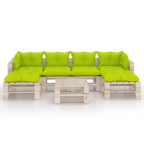 vidaXL Muebles de jard&iacute;n de palets 7 pzas y cojines madera de pino