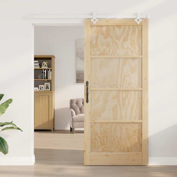 vidaXL Puerta Corredera Marr&oacute;n 93 x 211 cm Madera de pino macizo