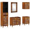 vidaXL Juego de muebles de ba&ntilde;o 5 pcs Nogal Madera de mango maciza