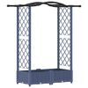 vidaXL Cama elevada con trellis y techo Gris 124 x 40 x 123 cm PP