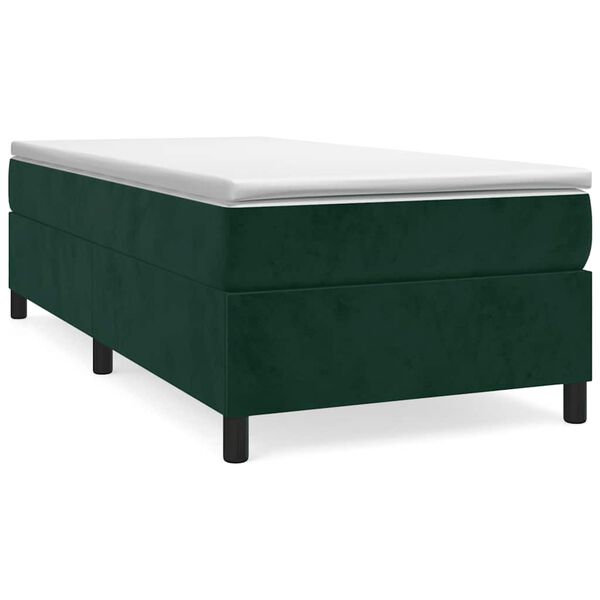 vidaXL Cama box spring con colch&oacute;n terciopelo verde oscuro 90x190 cm