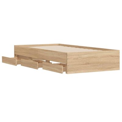 vidaXL Cama con cajones madera ingeniería roble Sonoma 75x190 cm
