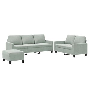 vidaXL Juego de sof&aacute;s con cojines 3 piezas terciopelo gris claro