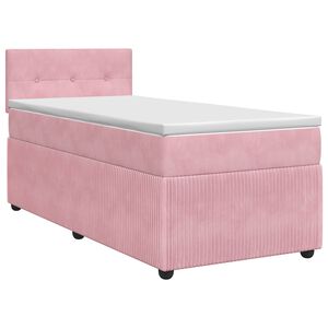 vidaXL Cama box spring con colch&oacute;n Rosa 80 x 200 cm Terciopelo