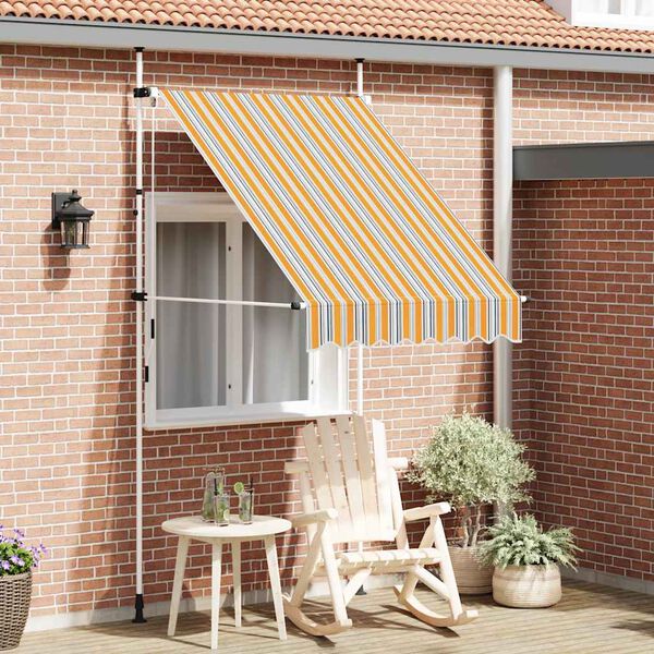 vidaXL Toldo manual retráctil 150 cm amarillo y azul rayas