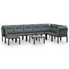 vidaXL Juego de muebles de jard&iacute;n 9 pzas rat&aacute;n sint&eacute;tico negro y gris