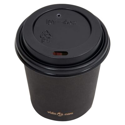vidaXL Vasos de café con tapa 120 ml 1000 uds negro