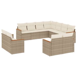 vidaXL Set de sof&aacute;s de jard&iacute;n 11pzas con cojines rat&aacute;n sint&eacute;tico beige