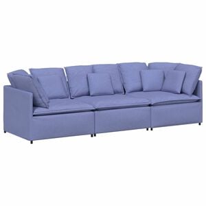 vidaXL Sof&aacute; modular con cojines de tela color azul vaquero