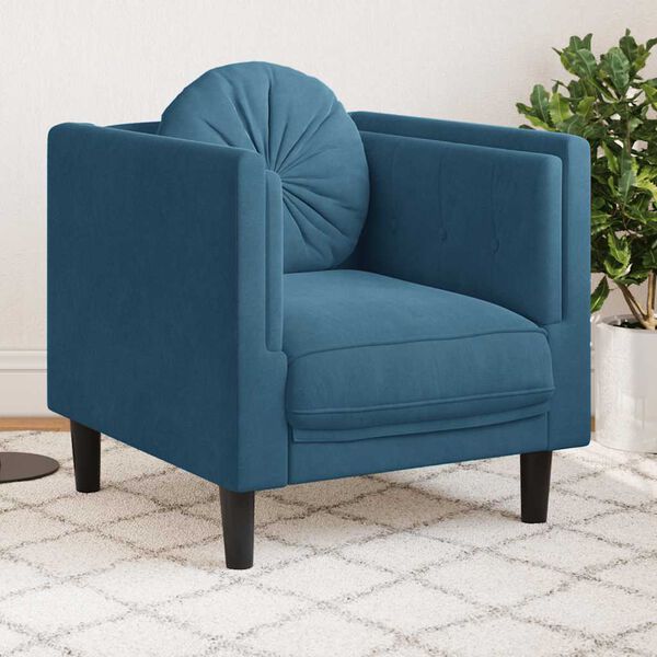 vidaXL Sill&oacute;n con coj&iacute;n terciopelo azul