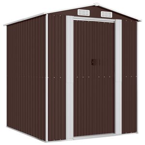 vidaXL Cobertizo jard&iacute;n acero galvanizado marr&oacute;n oscuro 192x191x223 cm