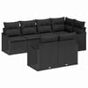 vidaXL Conjunto de sof&aacute; de jard&iacute;n 7 uds. Negro rat&aacute;n sint&eacute;tico