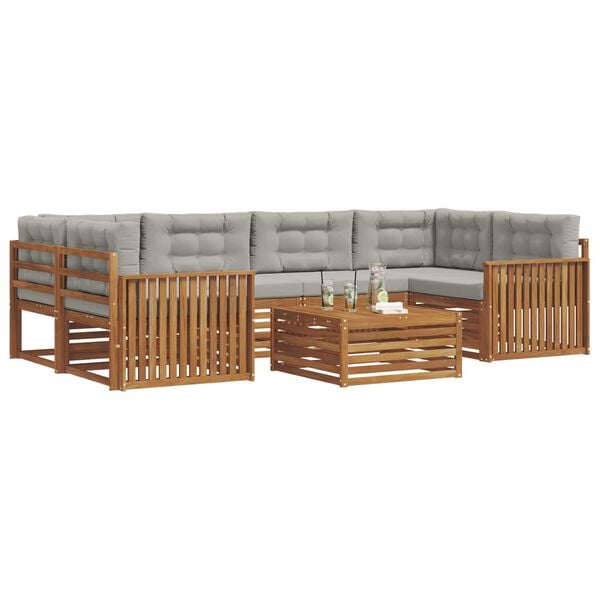 vidaXL Conjunto de sof&aacute;s de exterior 7 pcs Gris Natural y Claro