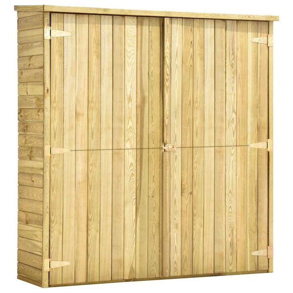 vidaXL Caseta herramientas jard&iacute;n madera pino impregnada 163x50x171 cm