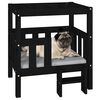 vidaXL Cama para perros madera maciza de pino negro 65,5x50,5x70 cm