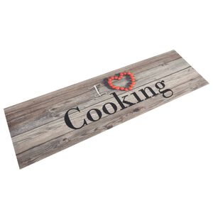 vidaXL Alfombra de cocina lavable terciopelo Cooking gris 45x150 cm