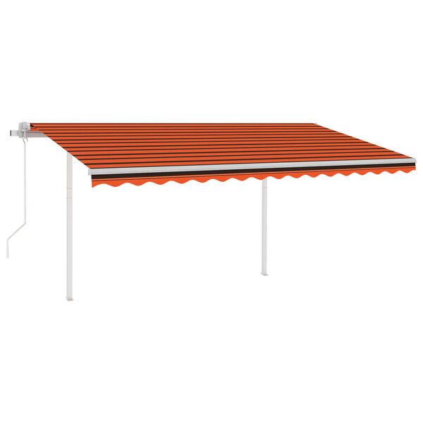 vidaXL Toldo retr&aacute;ctil autom&aacute;tico con postes naranja y marr&oacute;n 4,5x3,5m