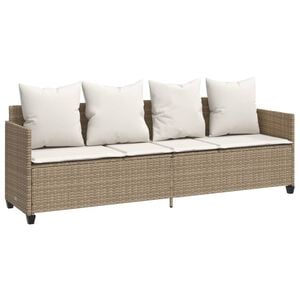 vidaXL Tumbona con cojines rat&aacute;n sint&eacute;tico beige