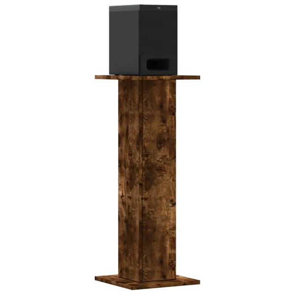 vidaXL Soportes altavoces 2 uds madera roble ahumado 30x30x80 cm