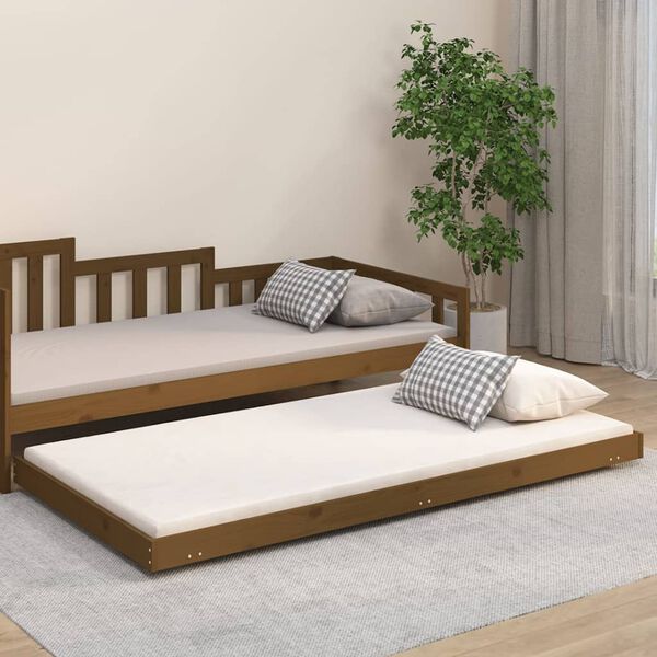 vidaXL Estructura de cama madera maciza pino marr&oacute;n miel 100x200 cm