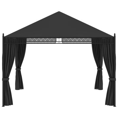 vidaXL Cenador con cortinas gris antracita 3,5x3,5x3,1 m
