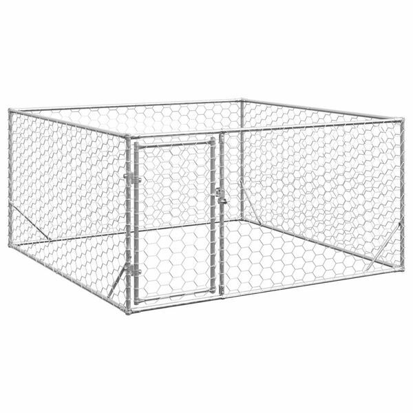vidaXL Caseta para perros de exterior con puerta 2x2x1 m de acero galvanizado