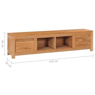 vidaXL Mueble de TV de madera de teca maciza 135x30x35 cm