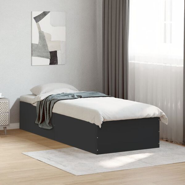 vidaXL Estructura de cama madera de ingenier&iacute;a negra 90x200 cm