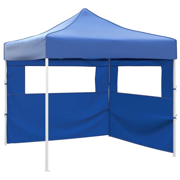 vidaXL Cenador plegable con 2 paredes azul 3x3 m