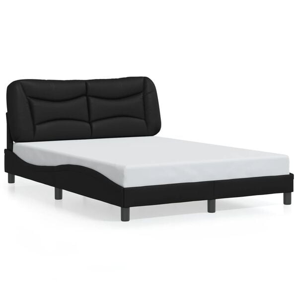 vidaXL Estructura de cama sin colch&oacute;n Hvar cuero sint&eacute;tico negro 140x200 cm