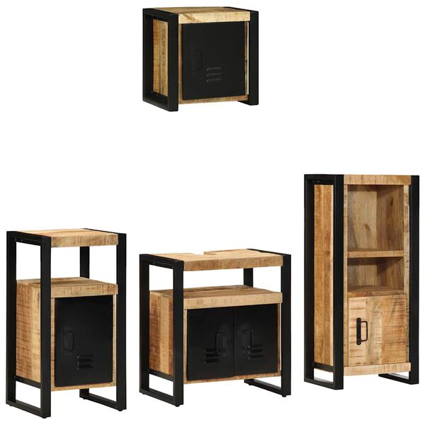 vidaXL Juego de muebles de ba&ntilde;o con caj&oacute;n 4 pcs Madera de mango maciza